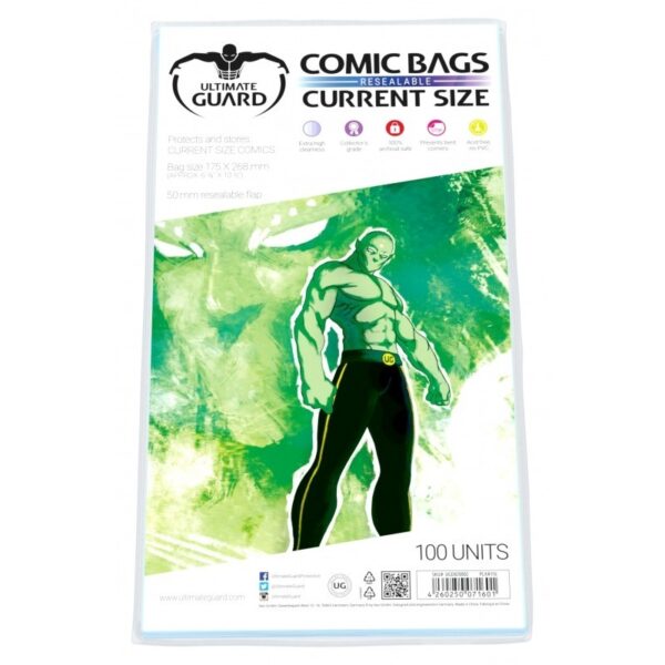 Tamaño Current (Actual) con Cierre Reutilizable Bolsas Protectoras para Cómics