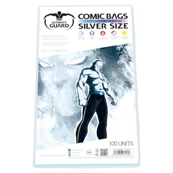 Tamaño Silver con Cierre Reutilizable Bolsas Protectoras para Cómics