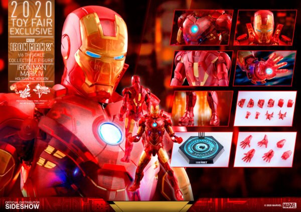 Figura Iron Man Mark IV Versión Holográfica Iron Man 2 Hot Toys Exclusiva Toy Fair 2020