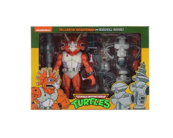 Pack 3 Figuras Triceraton y Roadkill Rodney Cartoon Tortugas Ninja Neca