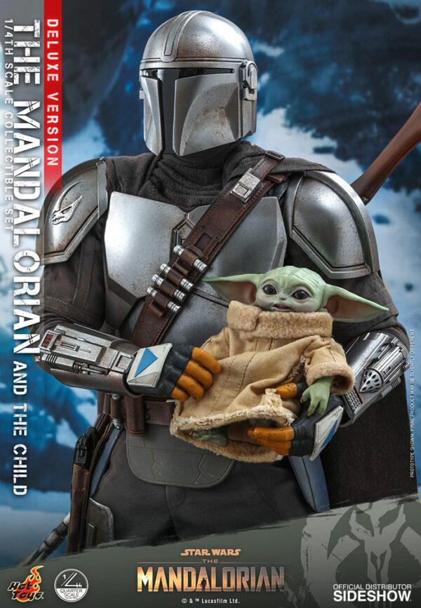 Figura The Mandalorian y The Child Baby Yoda Escala 1/4 Deluxe Version Hot Toys Star Wars