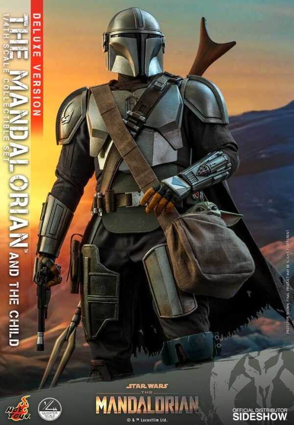 Figura The Mandalorian y The Child Baby Yoda Escala 1/4 Deluxe Version Hot Toys Star Wars