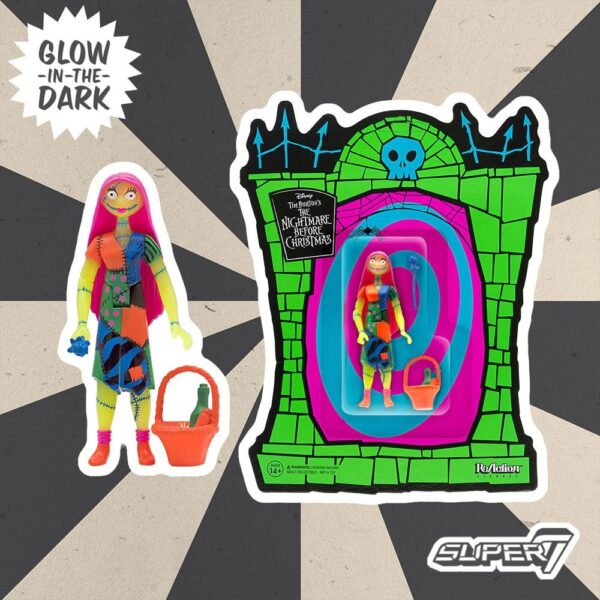 Figura Sally Pesadilla Antes De Navidad Brilla En La Oscuridad ReAction Super7