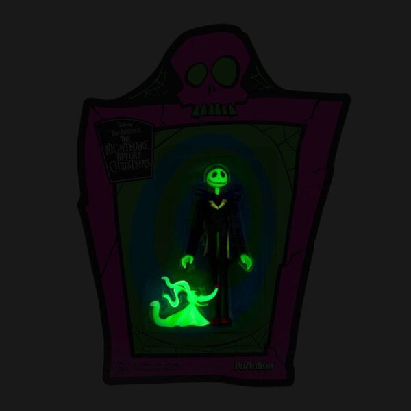 Figura Jack Skellington y Zero Pesadilla Antes De Navidad Brillan En La OscuridadReAction Super7