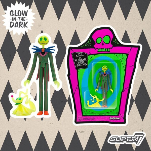 Figura Jack Skellington y Zero Pesadilla Antes De Navidad Brillan En La Oscuridad ReAction Super7