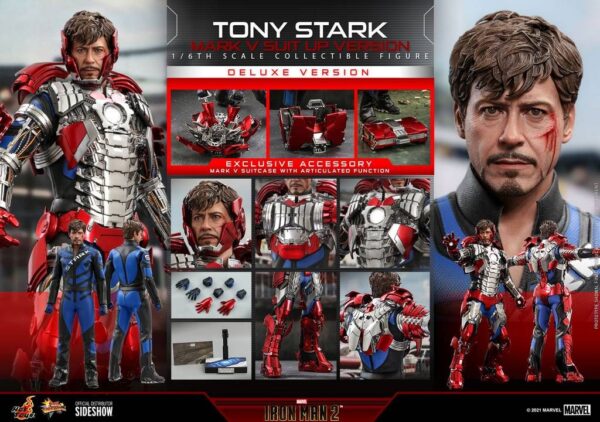 Figura Iron Man Tony Stark Mark V Suit Up Version Deluxe Hot Toys Escala 1/6
