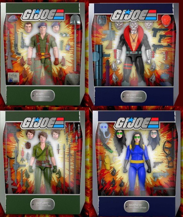 Set 4 Figuras G.I. Joe Ultimates Lady Jaye, Baroness, Destro y Flint Super7