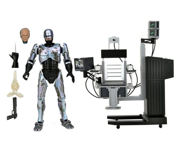 Figura Robocop Ultimate Battle Damaged Con Silla Neca