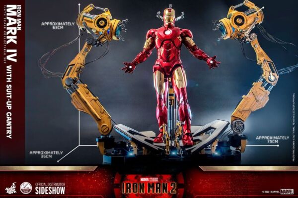 Figura Iron Man 2 Mark IV Escala 1/4 con Suit Up Gantry Hot Toys