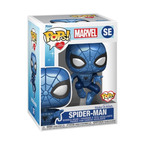 Figura Spider-Man Metallic Blue Pop! Marvel: Make-A-Wish