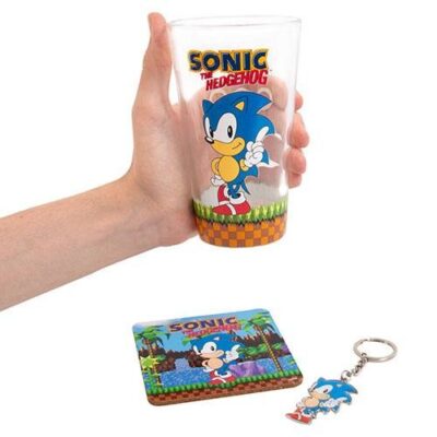 Sonic the Hedgehog Juego de llavero, vaso y posavasos Classic
