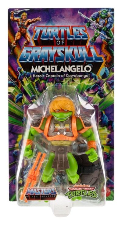 Figura Michelangelo MOTU x TMNT Masters of the Universe Tortugas Ninja Masters del Universo Mattel