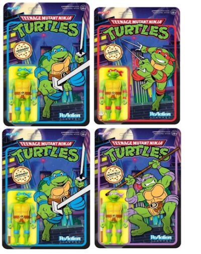 Pack de 4 Figuras Teenage Mutant Ninja Turtles ReAction W7 Toon - Super7