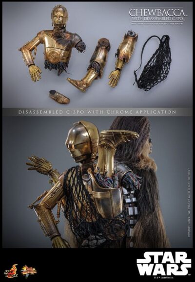 Figura Chewbacca Star Wars Episode V 1/6 con C-3PO Desmontado 36 cm - Hot Toys