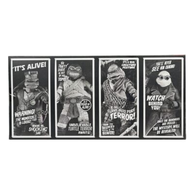 Pack 4 Figuras Universal Monsters x Teenage Mutant Ninja Turtles en Blanco y Negro 18 cm - NECA