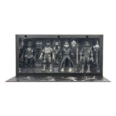Pack 4 Figuras Universal Monsters x Teenage Mutant Ninja Turtles en Blanco y Negro 18 cm - NECA