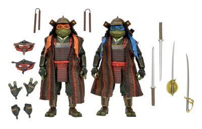 Pack 2 Figuras Leonardo & Michelangelo Tortugas Ninja III Neca