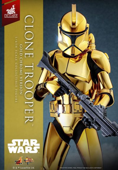 Figura Clone Trooper Gold Chrome Version Star Wars Exclusiva Hot Toys