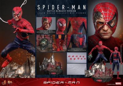 spiderman battle damage hot toys accesorios