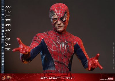 spiderman battle damage hot toys plano medio