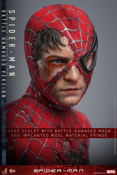 spiderman battle damage hot toys primer plano esculpido